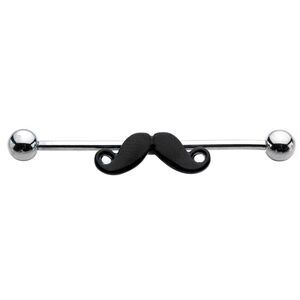 Mustache Industrial Barbell 14g 316L Stainless Steel Piercing 1 3/8”